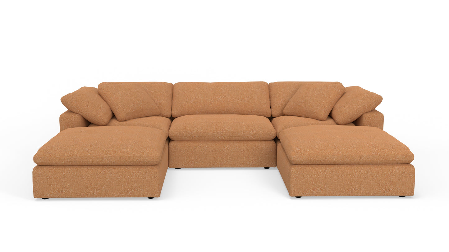 Fluffy 133.5" 3 Piece Sofa W/Double Ottoman - Sorrento Almond
