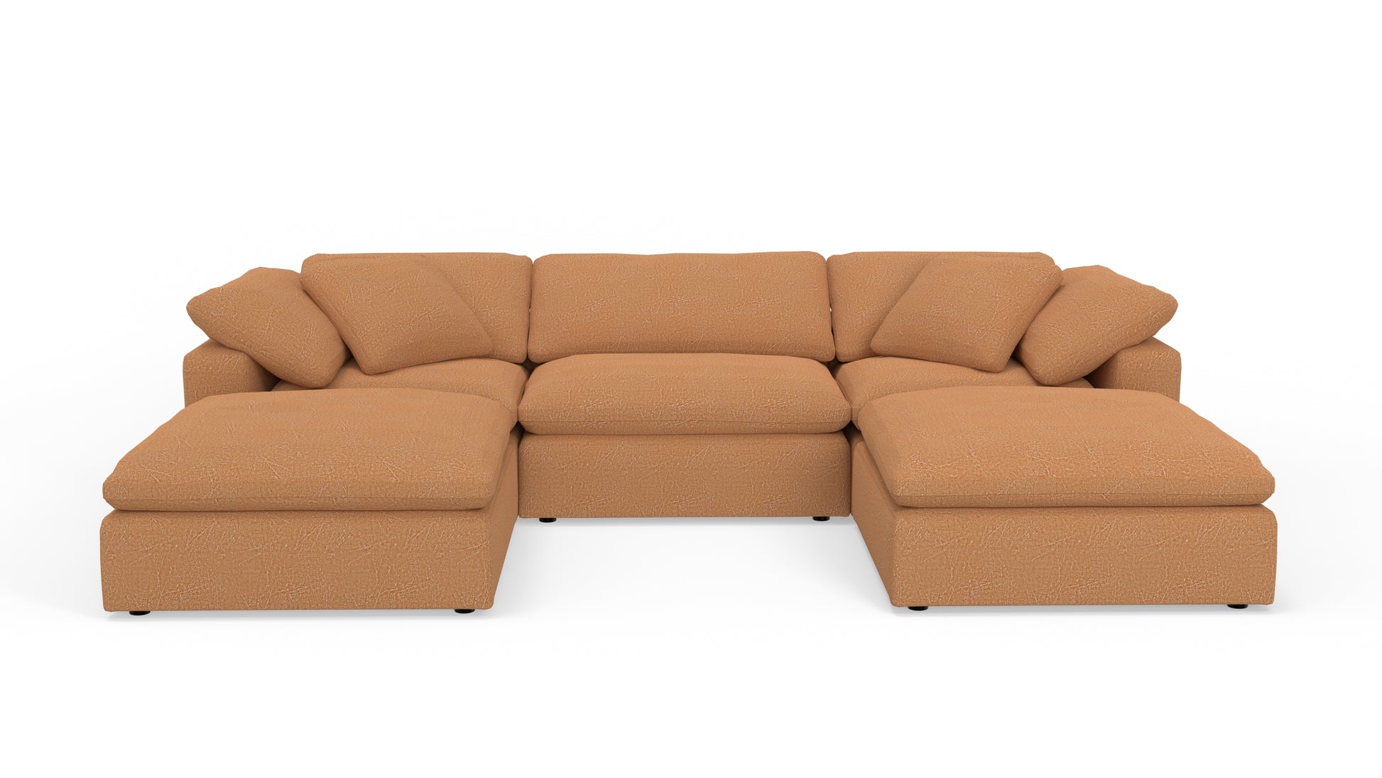Fluffy 133.5" 3 Piece Sofa W/Double Ottoman - Sorrento Almond