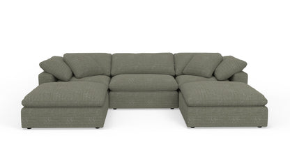 Fluffy 133.5" 3 Piece Sofa W/Double Ottoman - Nepal Olive