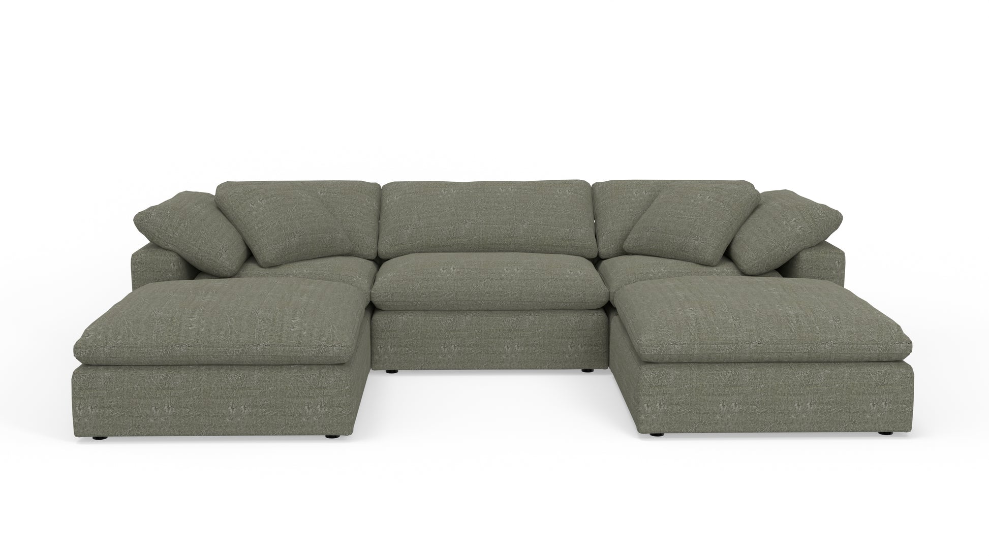 Fluffy 133.5" 3 Piece Sofa W/Double Ottoman - Sorrento Almond