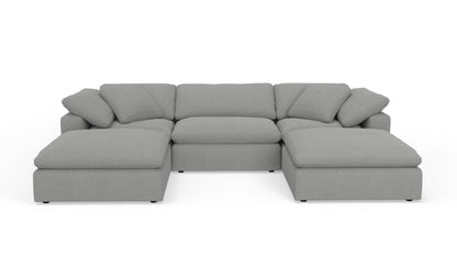 Fluffy 133.5" 3 Piece Sofa W/Double Ottoman - Nepal Pebble