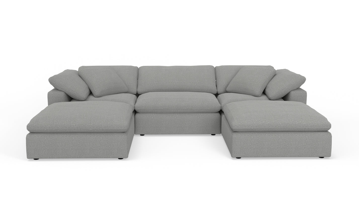 Fluffy 133.5" 3 Piece Sofa W/Double Ottoman - Sorrento Almond