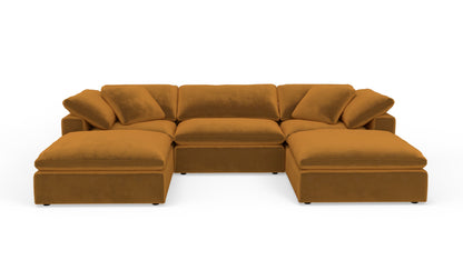 Fluffy 133.5" 3 Piece Sofa W/Double Ottoman - Sorrento Almond