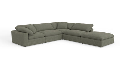 Fluffy 133.5" 4 Piece Sectional w/Otto - Nepal Olive