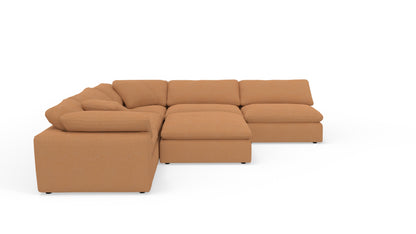 Fluffy 133.5" 5 Piece Sectional W/Ottoman - Nepal Clay