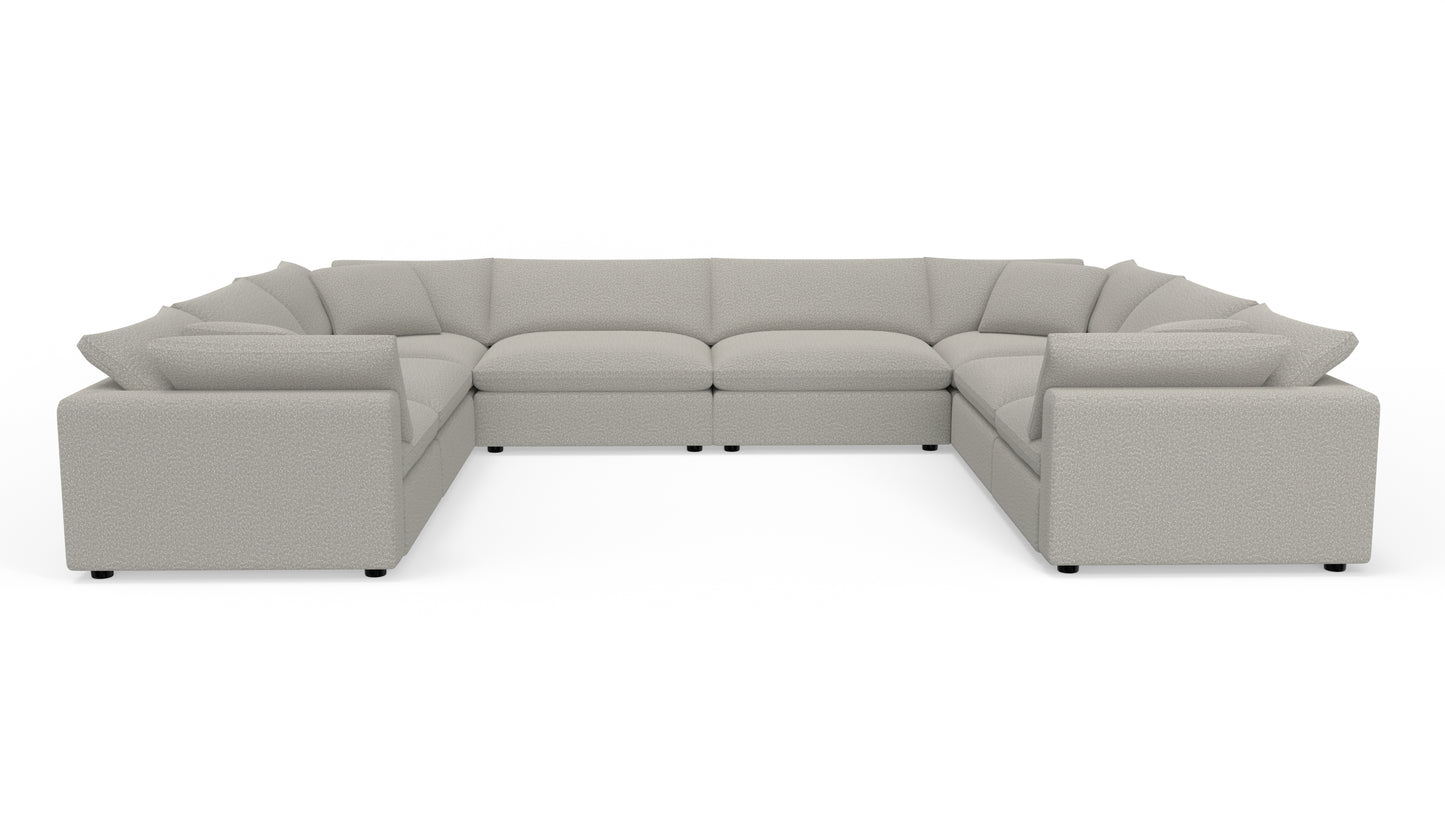 Fluffy 178" 4 Corner U Sectional - Bloke Cotton