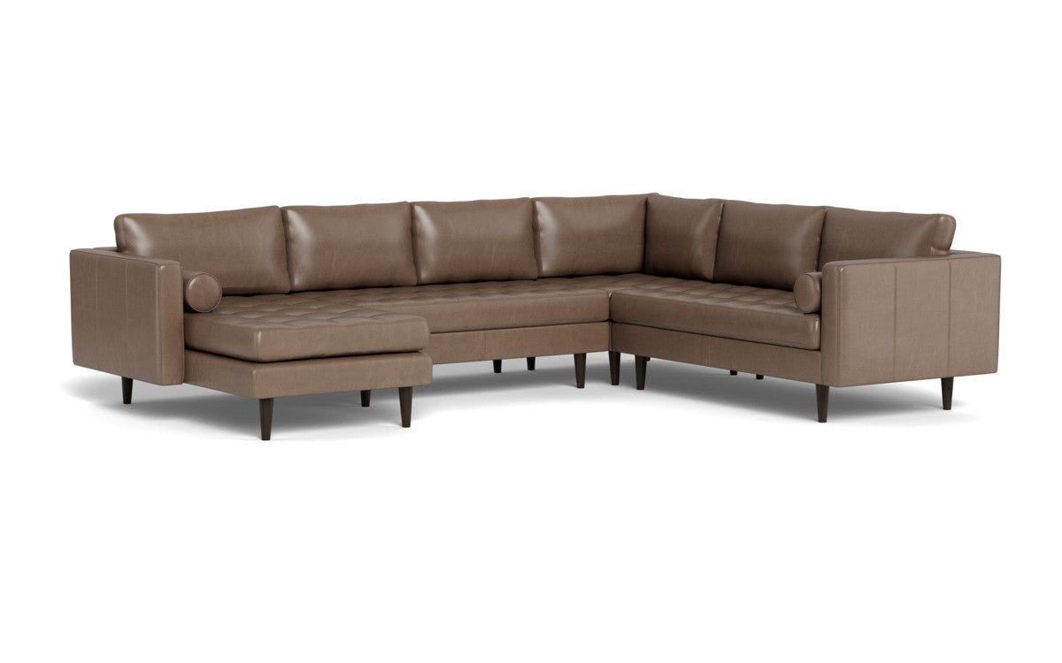 Ladybird 133" Leather Corner Sectionals w. Left Chaise - Hudson Ash