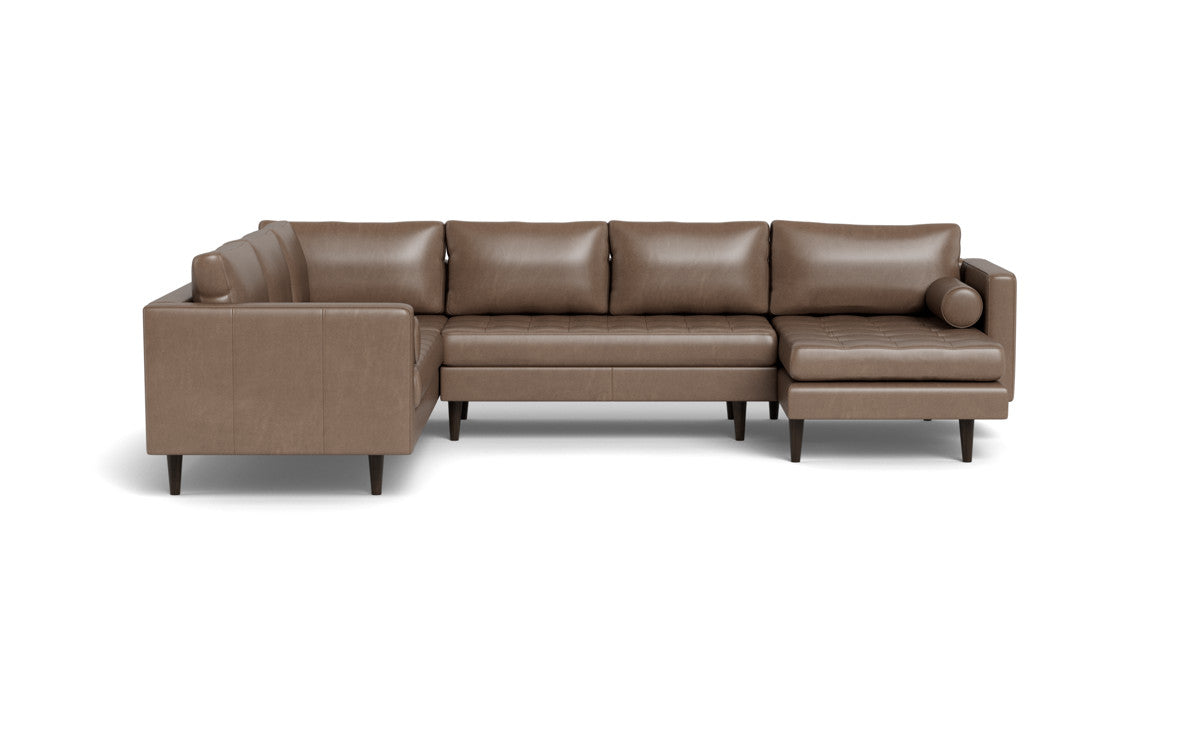 Ladybird 133" Leather Corner Sectionals w. Right Chaise - Hudson Ash