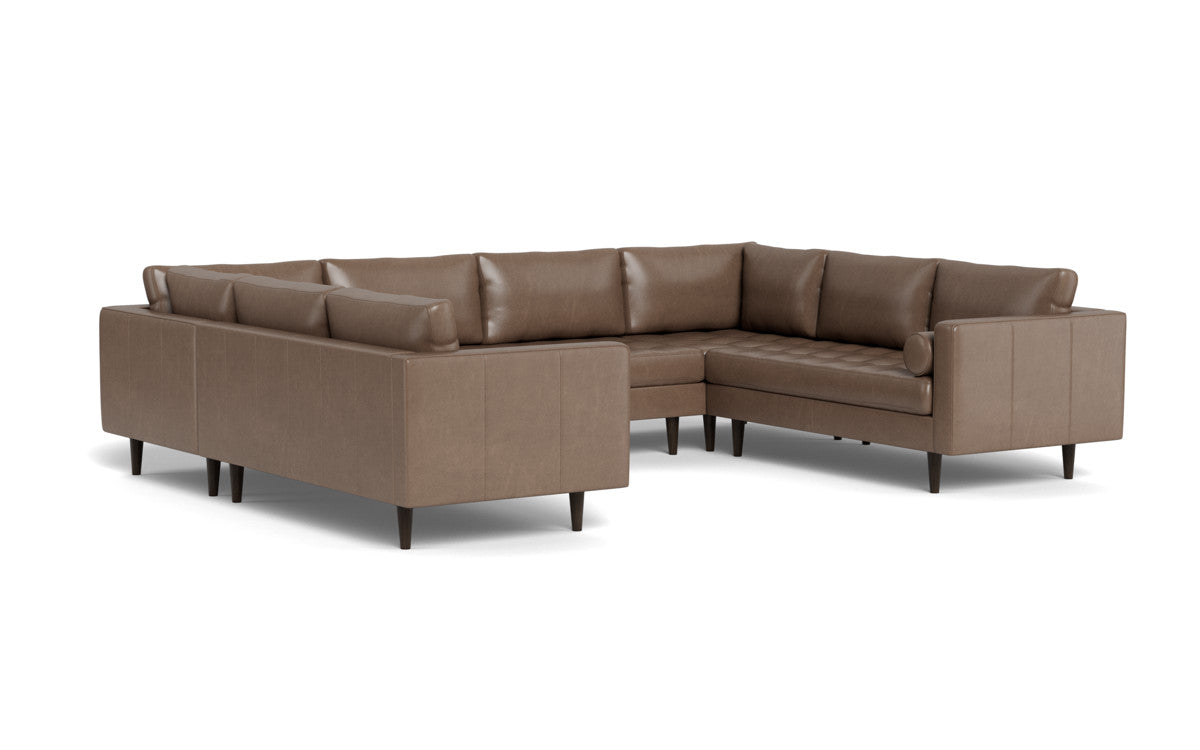 Ladybird 134" Leather U Sectional - Hudson Ash