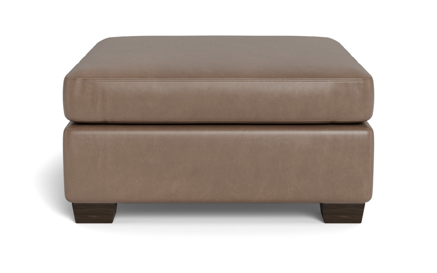 Track Leather Cocktail Ottoman - Hudson Ash