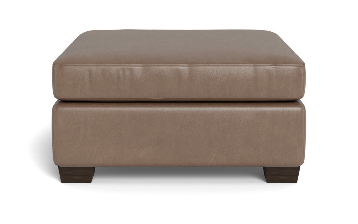 Track Leather Ottoman - Hudson Ash