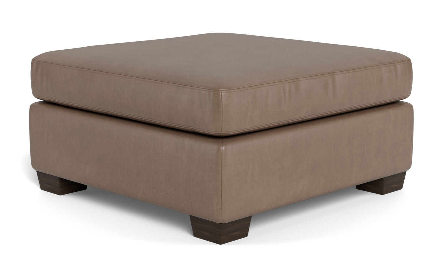 Track Leather Cocktail Ottoman - Hudson Ash