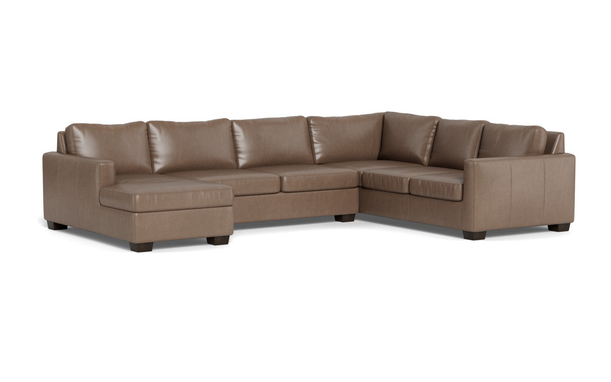 Track 141" Leather Corner Sectionals W. Full Sleeper & Left Chaise - Hudson Ash
