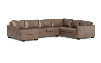 Track 141" Leather Corner Sectionals W. Full Sleeper & Left Chaise - Hudson Ash