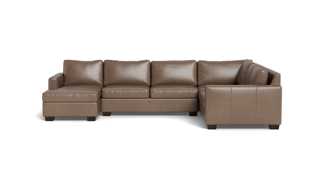 Track 141" Leather Corner Sectionals W. Full Sleeper & Left Chaise - Hudson Ash