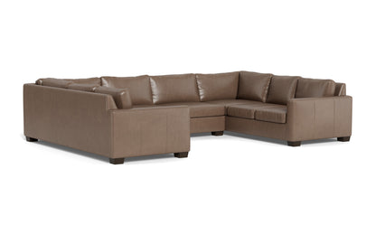 Track 141" Leather Corner Sofa U Sectional - Hudson Ash