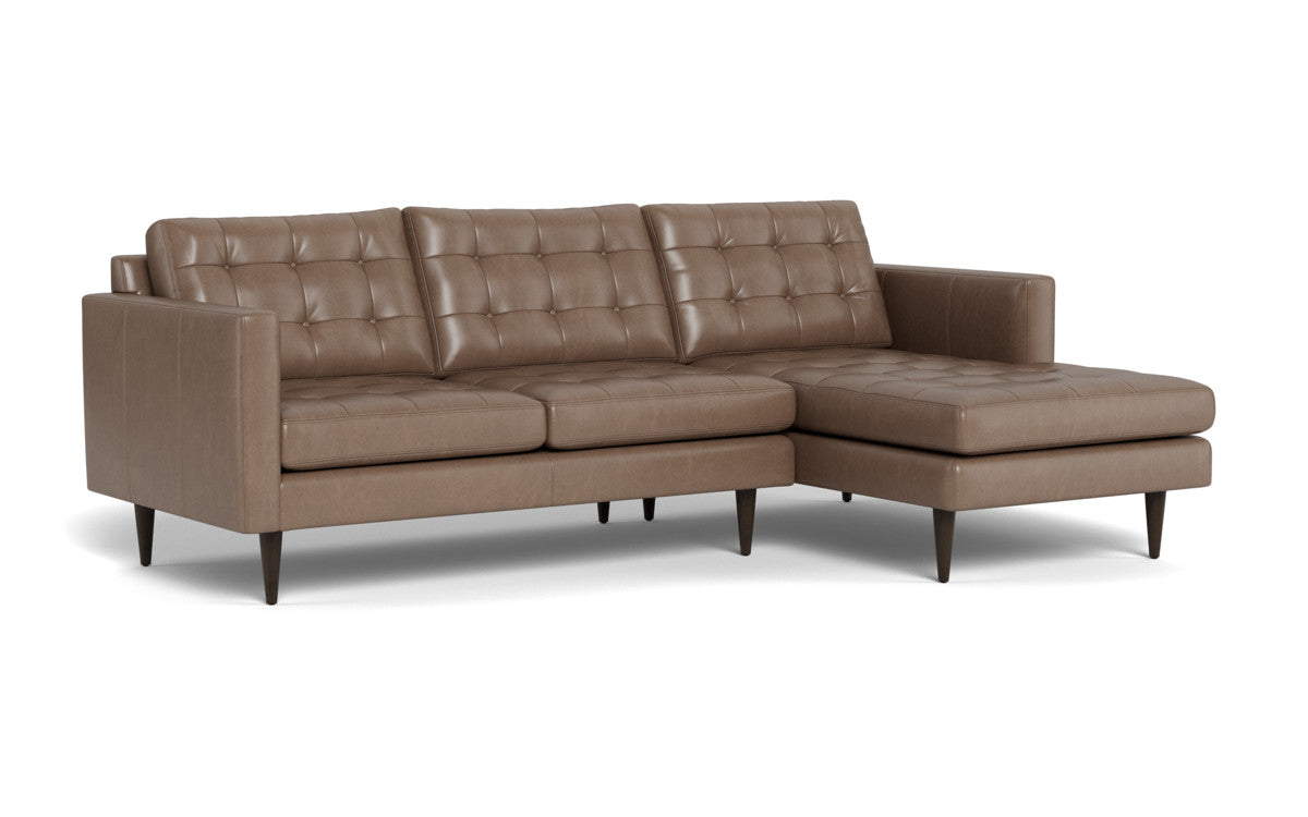 Wallace 98" Leather Right Chaise Sectional - Hudson Ash