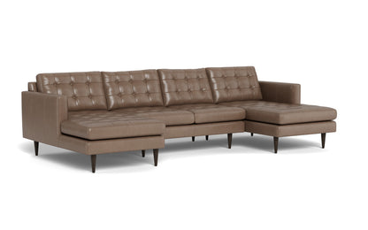 Wallace 126" Leather Double Chaise U Sectional - Hudson Ash