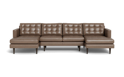 Wallace 126" Leather Double Chaise U Sectional - Hudson Ash