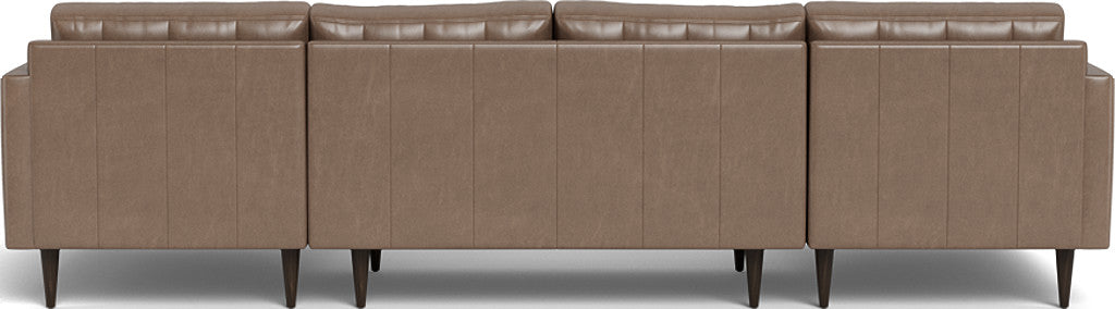Wallace 126" Leather Double Chaise U Sectional - Hudson Ash