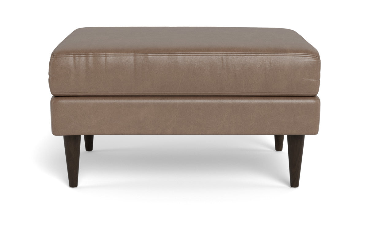 Wallace Leather Untufted Ottoman - Hudson Ash