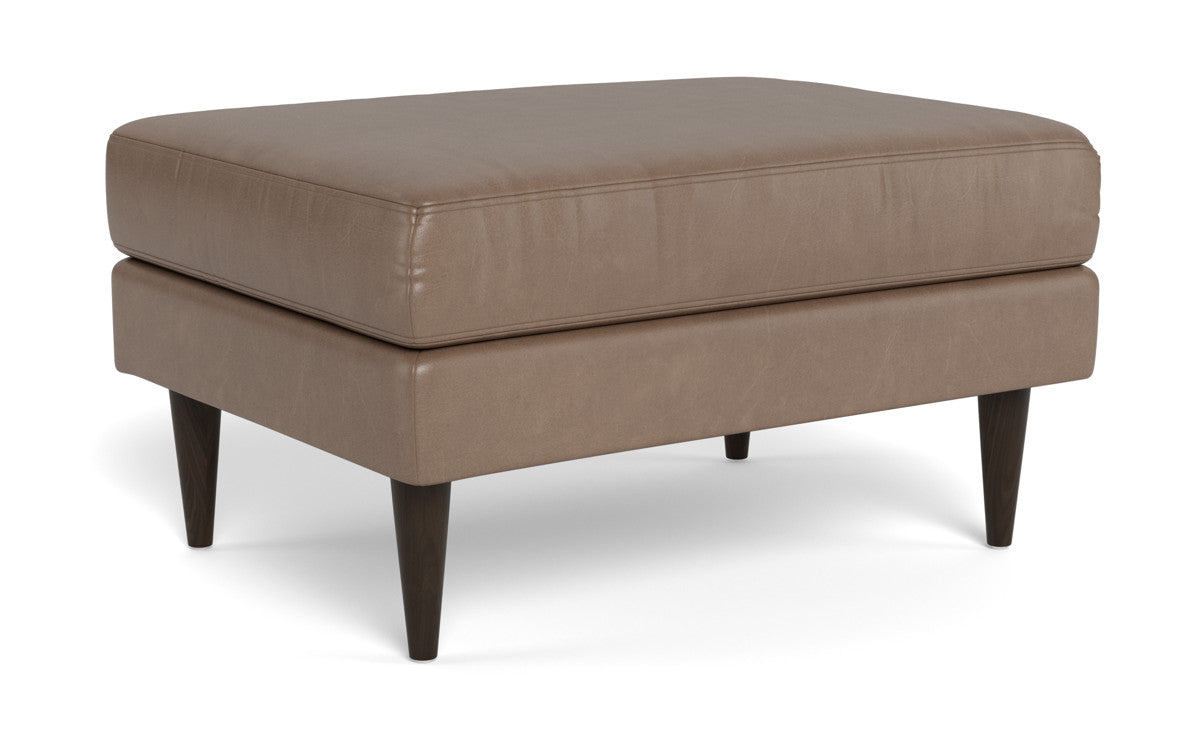 Wallace Leather Untufted Ottoman - Hudson Ash