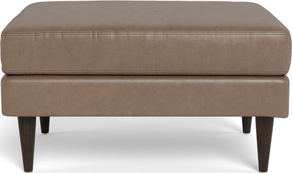 Wallace Leather Untufted Ottoman - Hudson Ash