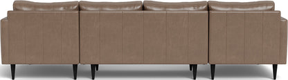 Wallace 126" Leather Untufted Double Chaise U Sectional - Hudson Ash