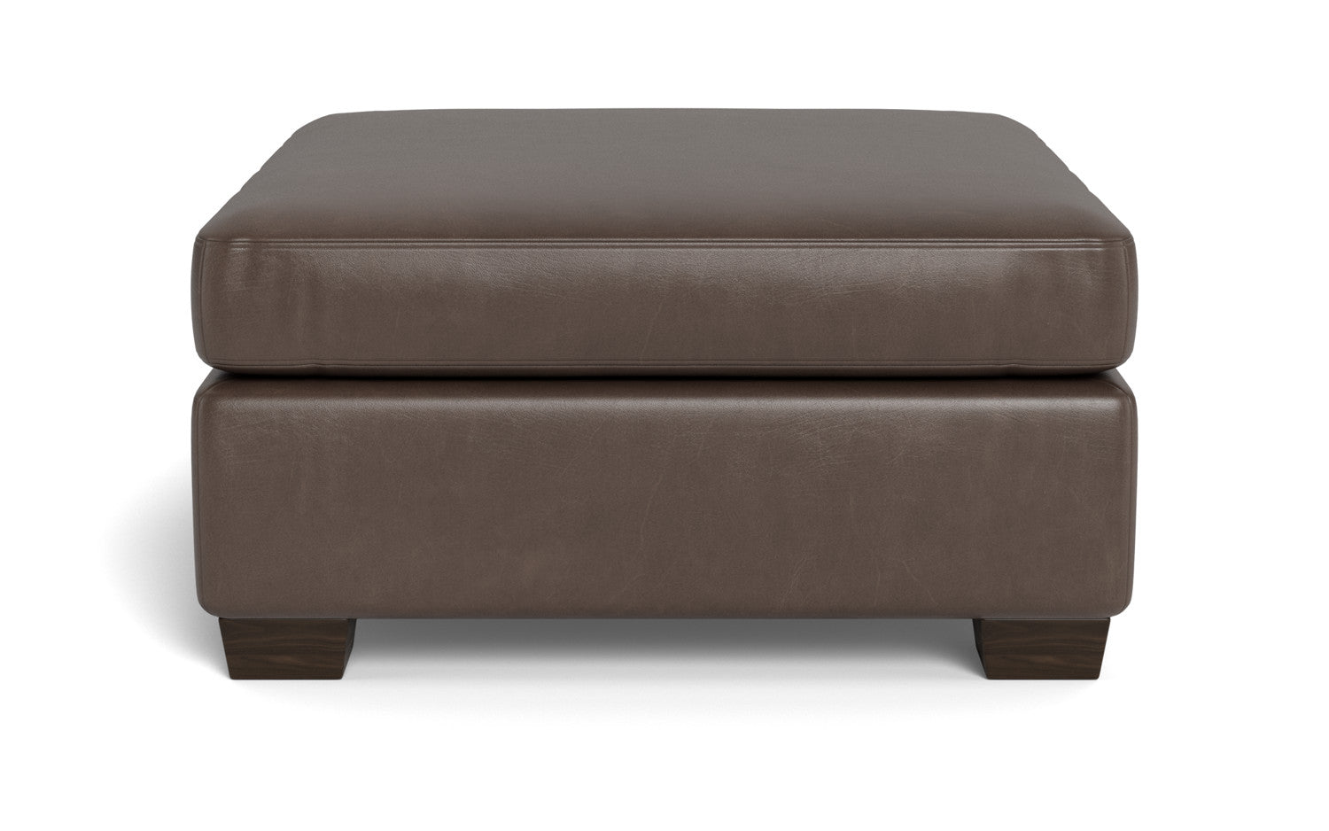Track Leather Cocktail Ottoman - Hudson Ash