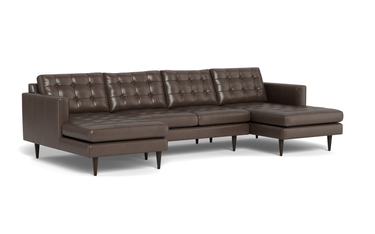Wallace 126" Leather Double Chaise U Sectional - Hudson Iron