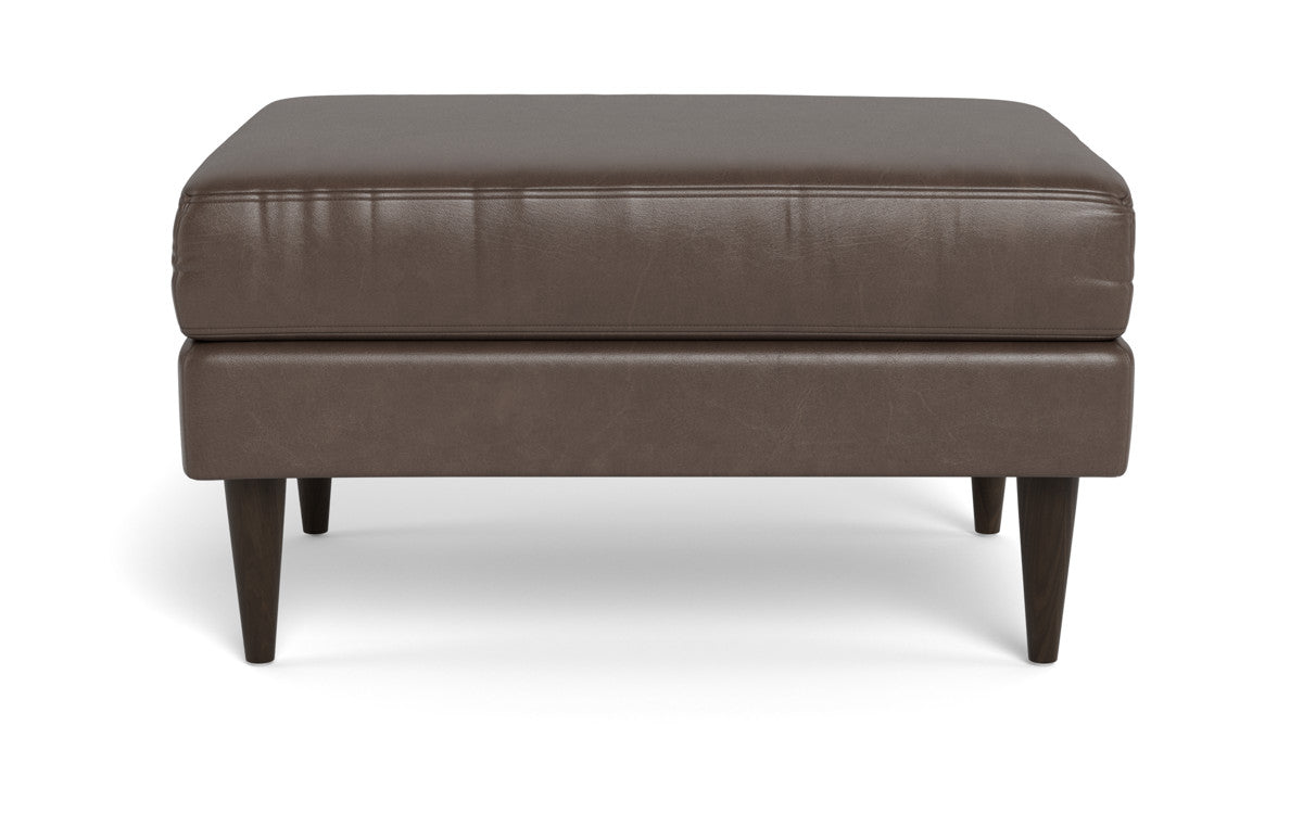 Wallace Leather Untufted Ottoman - Hudson Ash