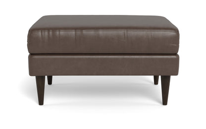 Wallace Leather Untufted Ottoman - Hudson Ash