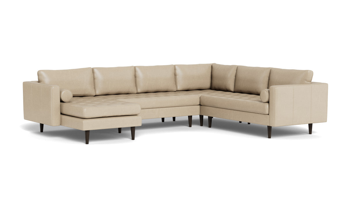 Ladybird 133" Leather Corner Sectionals w. Left Chaise - Hudson Ivory