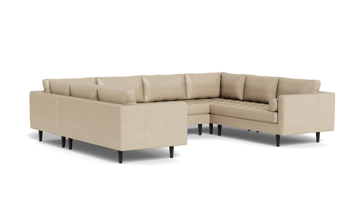 Ladybird 134" Leather U Sectional - Hudson Ivory