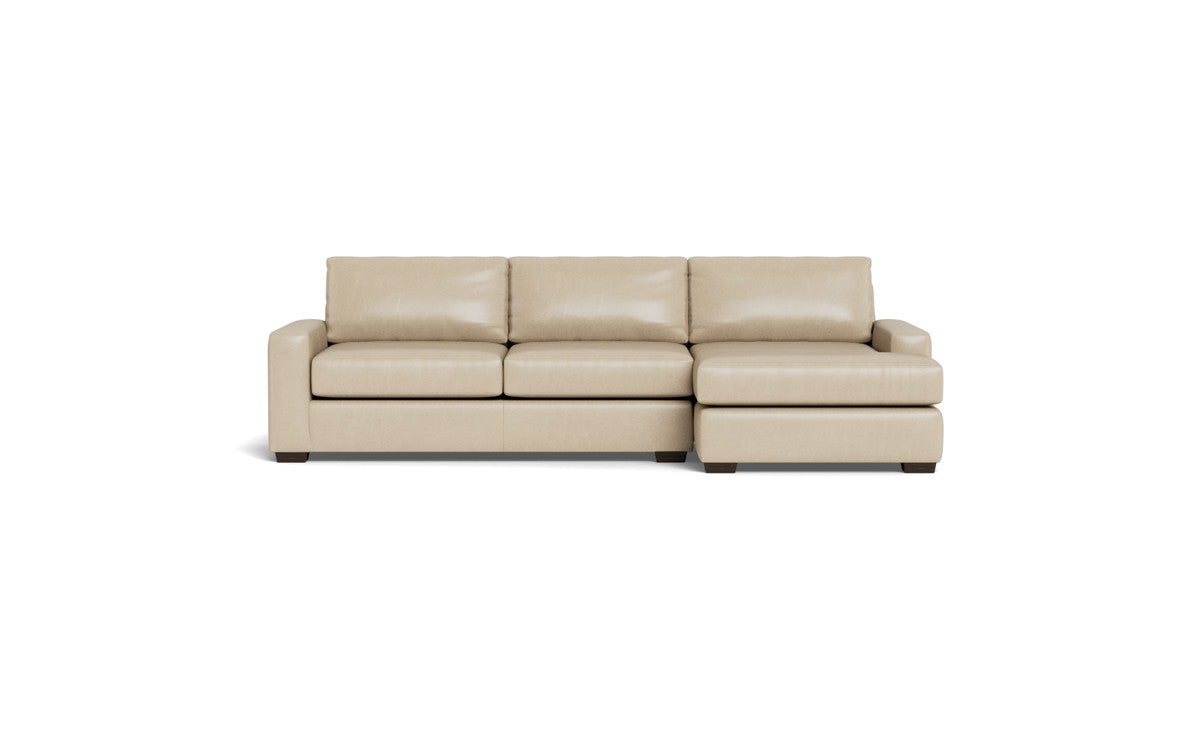 Mas Mesa 123" Deep Leather Right Chaise Sectional - Hudson Ivory