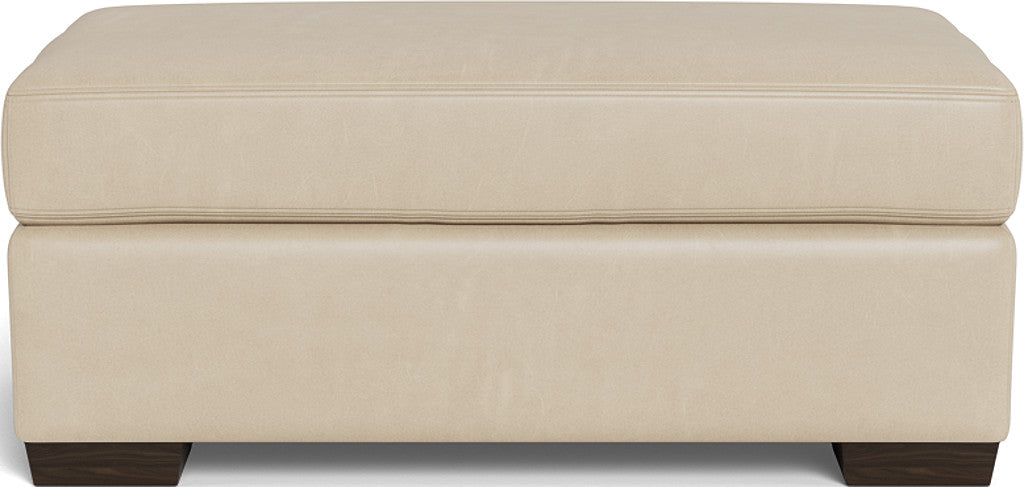 Mesa Leather Ottoman - Hudson Ivory
