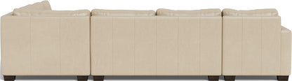 Track 141" Leather Corner Sectionals W. Full Sleeper & Left Chaise - Hudson Ivory
