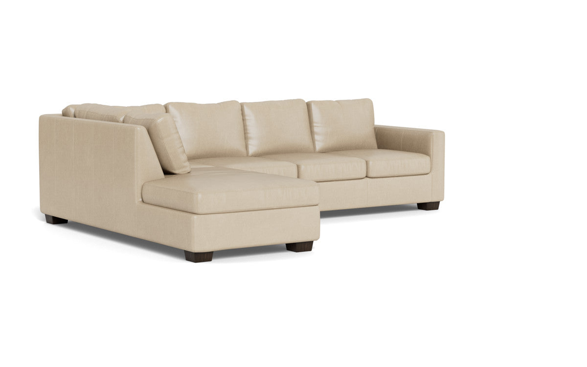 Track 121" Leather Left Chaise Sleeper Sectional - Hudson Ivory