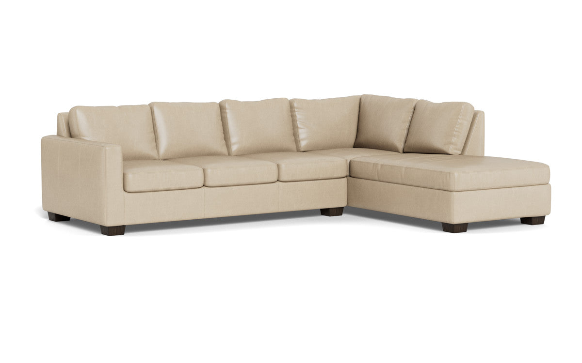 Track 121" Leather Right Chaise Sleeper Sectional - Hudson Ivory