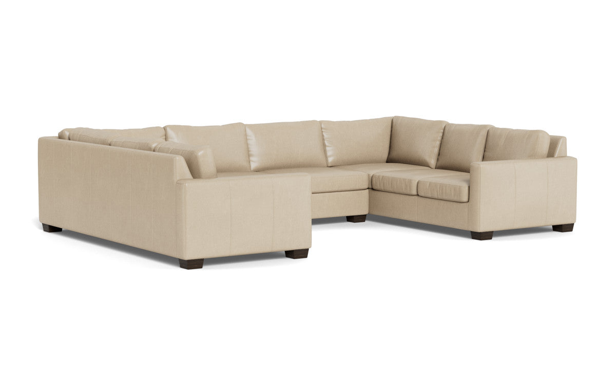 Track 141" Leather Corner Sofa U Sectional - Hudson Ivory