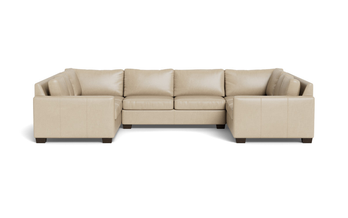 Track 141" Leather Corner Sofa U Sectional - Hudson Ivory