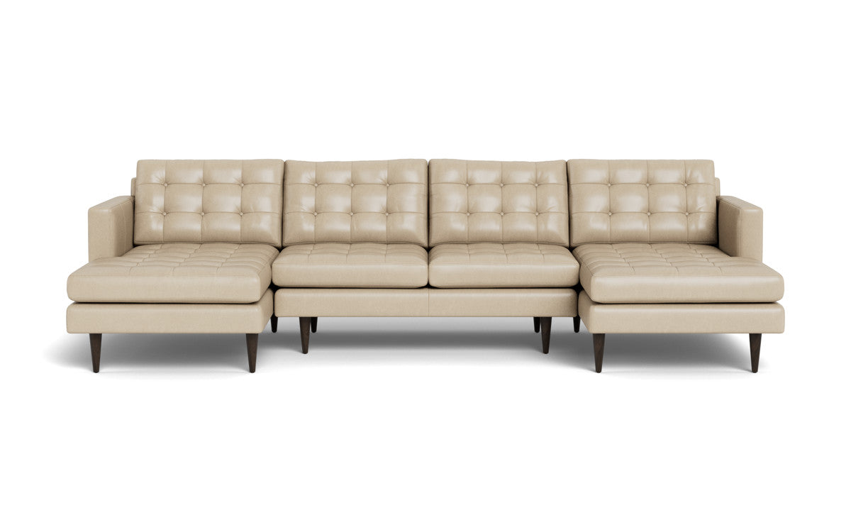 Wallace 126" Leather Double Chaise U Sectional - Hudson Ivory