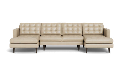 Wallace 126" Leather Double Chaise U Sectional - Hudson Ivory