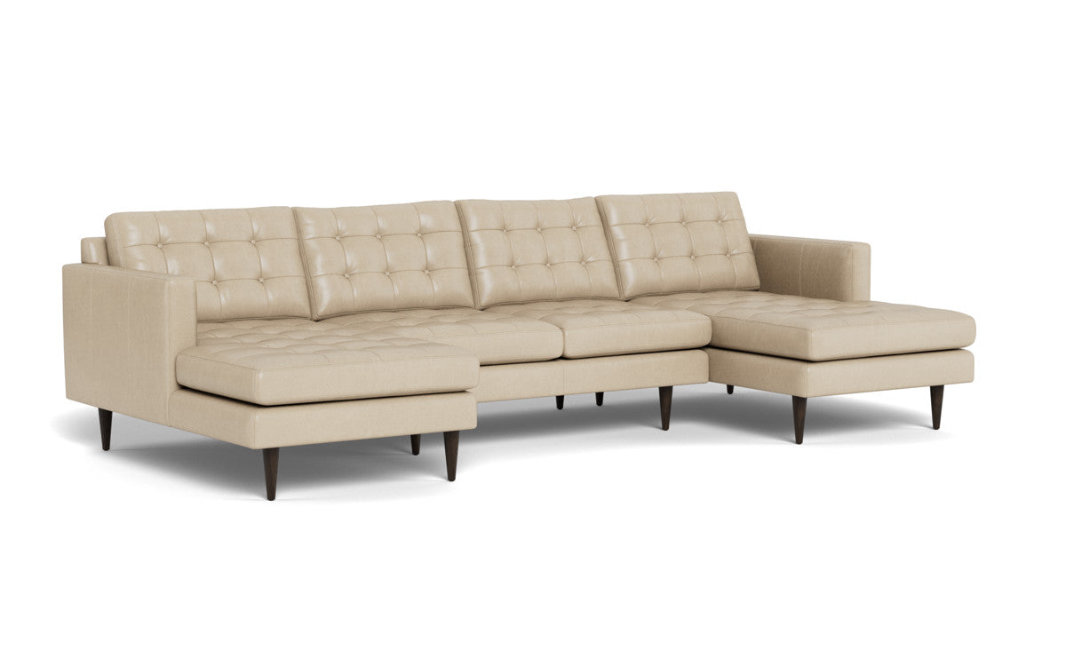 Wallace 126" Leather Double Chaise U Sectional - Hudson Ivory
