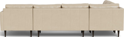 Wallace 131" Leather Untufted Corner Sectionals w. Right Chaise - Hudson Ivory