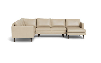 Wallace 131" Leather Untufted Corner Sectionals w. Right Chaise - Hudson Ivory