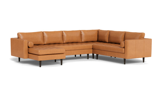 Ladybird 133" Leather Corner Sectionals w. Left Chaise -