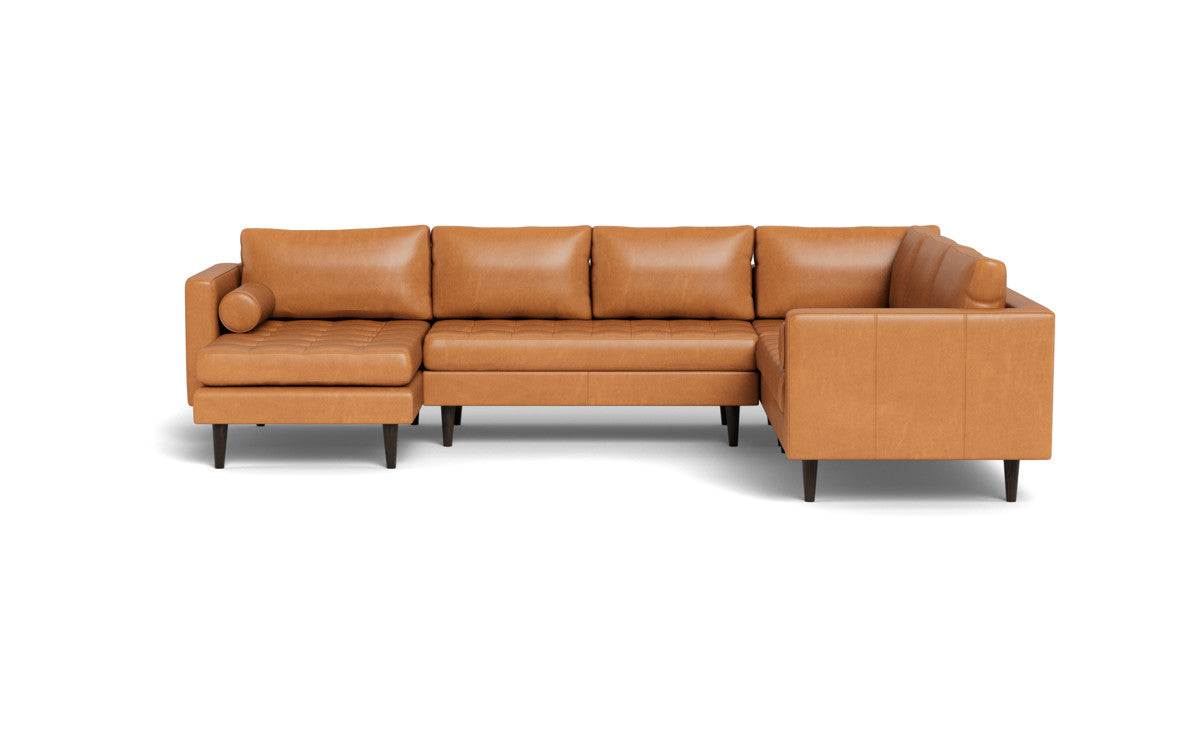 Ladybird 133" Leather Corner Sectionals w. Left Chaise - Hudson Lager