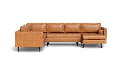 Ladybird 133" Leather Corner Sectionals w. Right Chaise - Hudson Lager