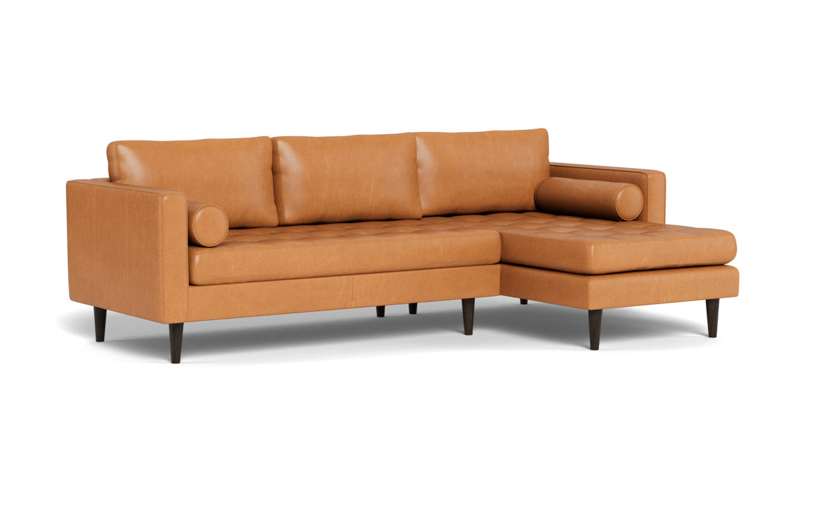 Ladybird 102" Leather Right Chaise Sectional - Hudson Lager